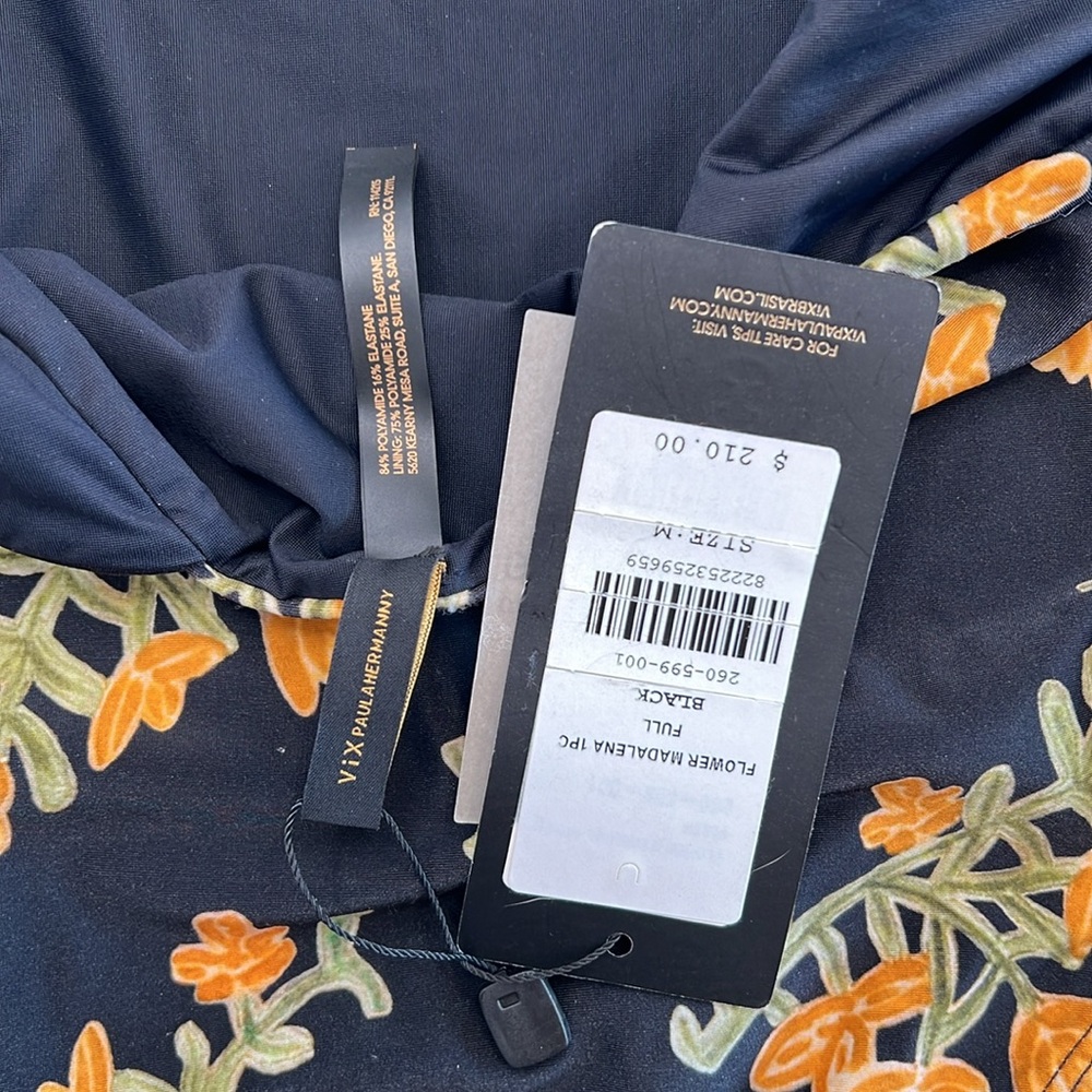 NWT VIX Madalena one piece swimsuit black orange floral size medium - Picture 10 of 13